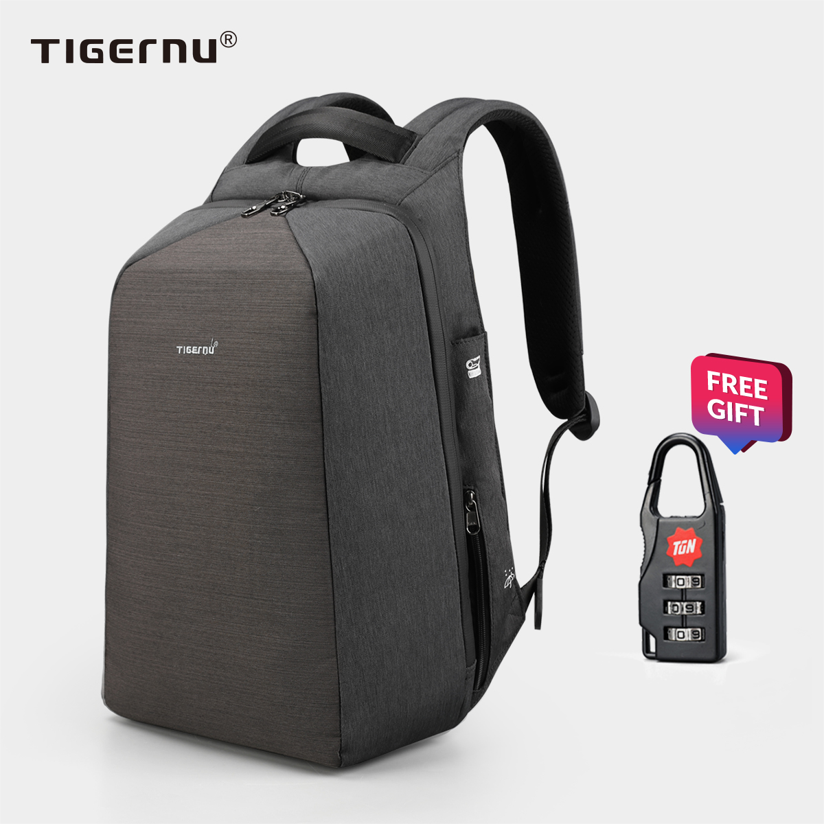 Anti theft backpack Tigernu New Design Anti-theft Waterproof Laptop Backpack Fanshion Men Bags USB Charging Port Business Backpack for Men - intl