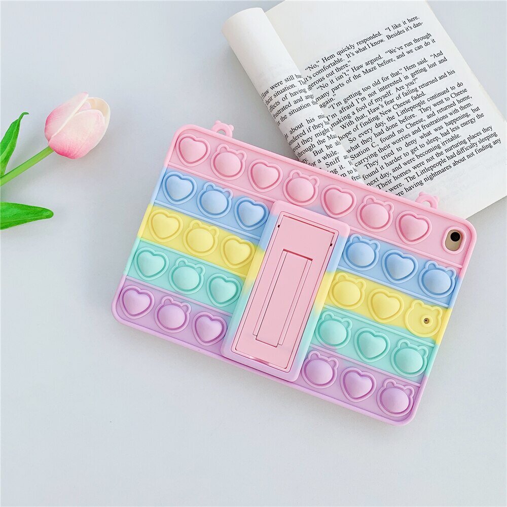 Pop Fidget Toy Bubble Silicone Case For Samsung Galaxy Tab A7 10.4"SM-T500 T505 T507 Kids Cover with Shoulder Strap