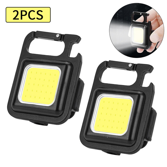 【AtotheR】Mini LED Flashlight Work Light Portable Pocket Flashlight Keychains USB Rechargeable for Outdoor Camping Corkscrew