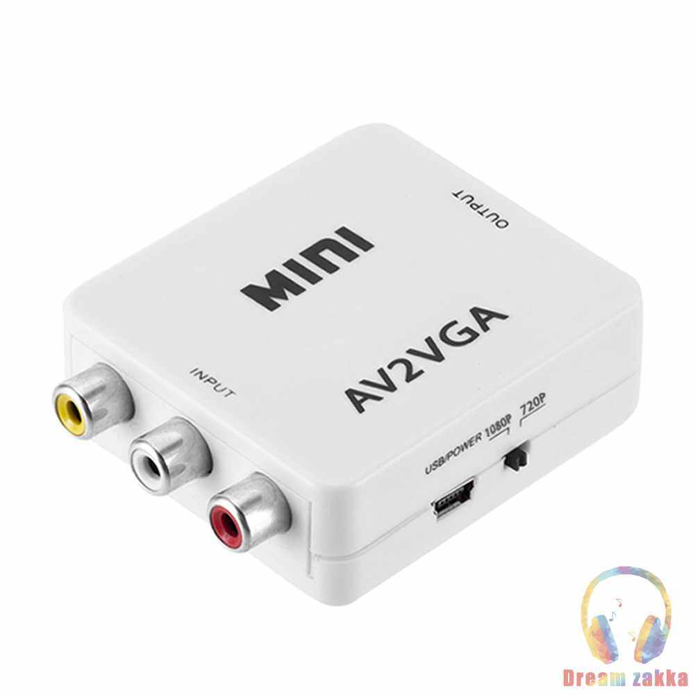 Mini HD AV2VGA Video Converter Box AV RCA CVBS to VGA Video HDTV Adapter