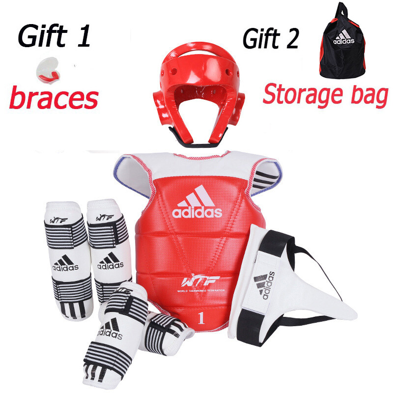Taekwondo Protective Gear Reversible Armor Kits with Free Bag & Teeth Braces (For Male or Female)