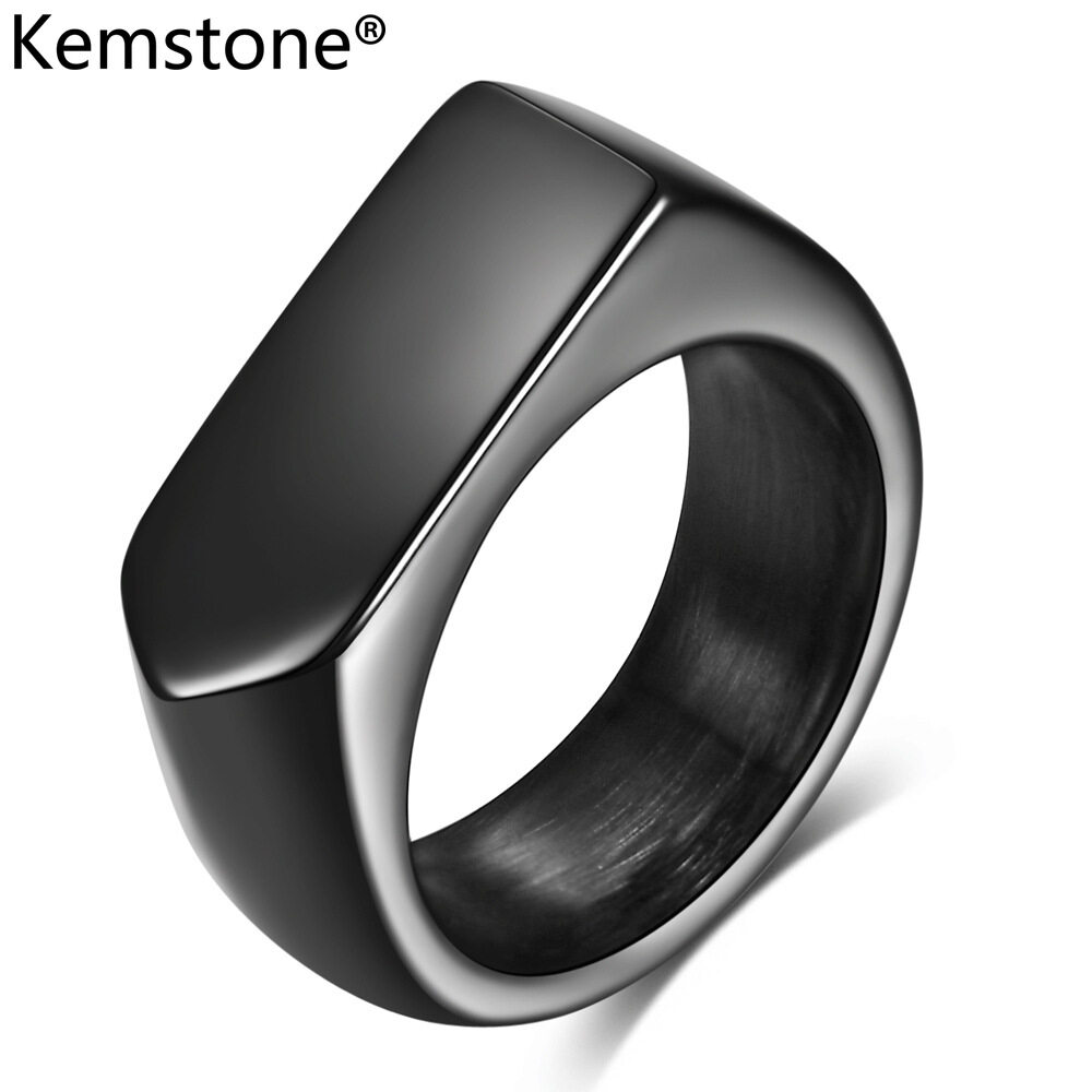 Kemstone Black/Gold/Silver Stainless Steel Arrow Ring for Men Geometric Design