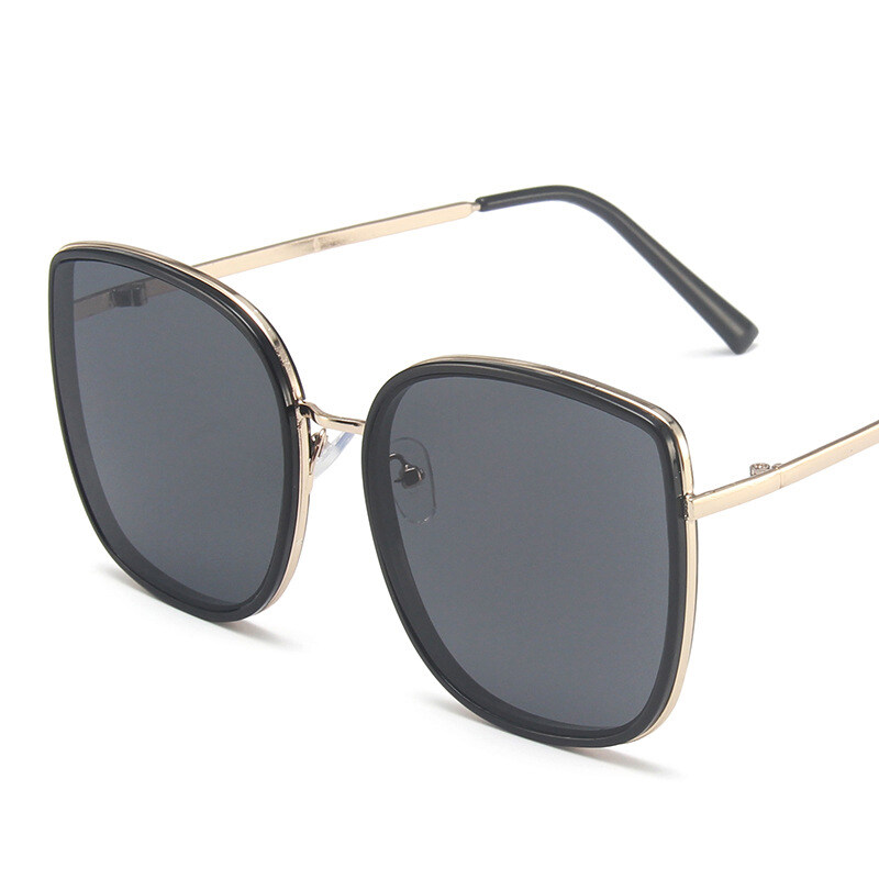 Large Frame Black Sunglasses 2022 Europe and The United States New Fashion Glasses Black Circle Metal Sun glasses PTQ