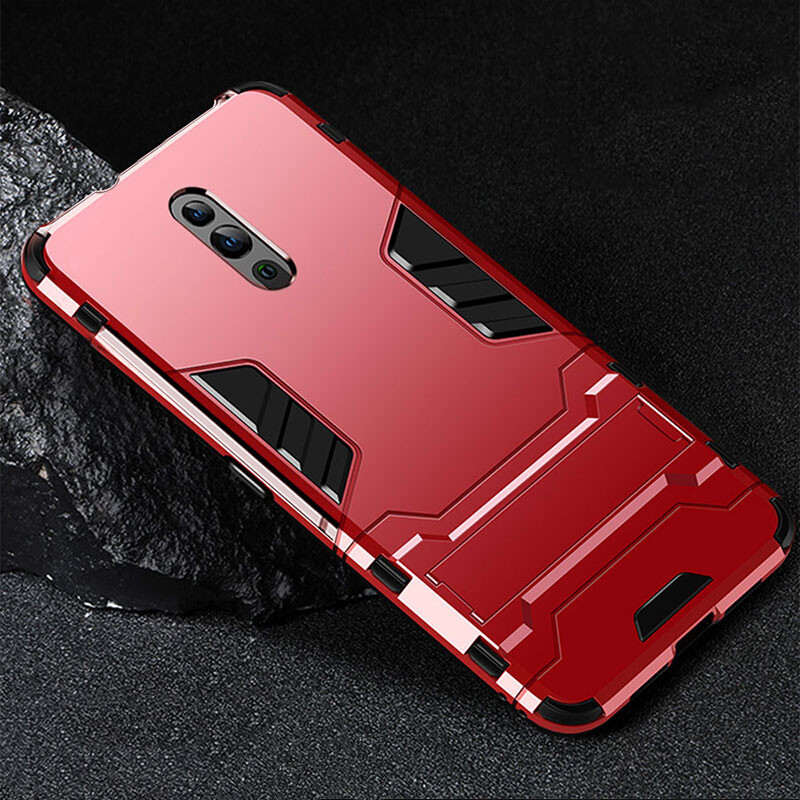 【Military Grade Protection】 For OPPO Reno CPH1917 6.4 inch Dual Layer Armor reinforced Shockproof Phone Case with Invisible Kickstand Cover Skin