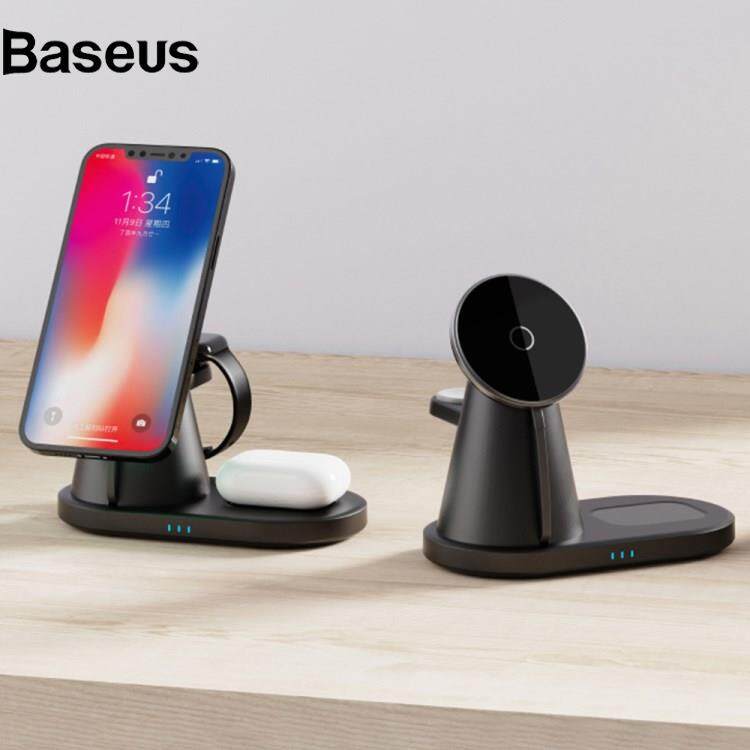 Baseus HY05 3-in-1 15W Telescopic Design Phone Magnetic Wireless Charger Desktop Fast Charging Stand for iPhone 12/13 Series iWatch AirPods Pro