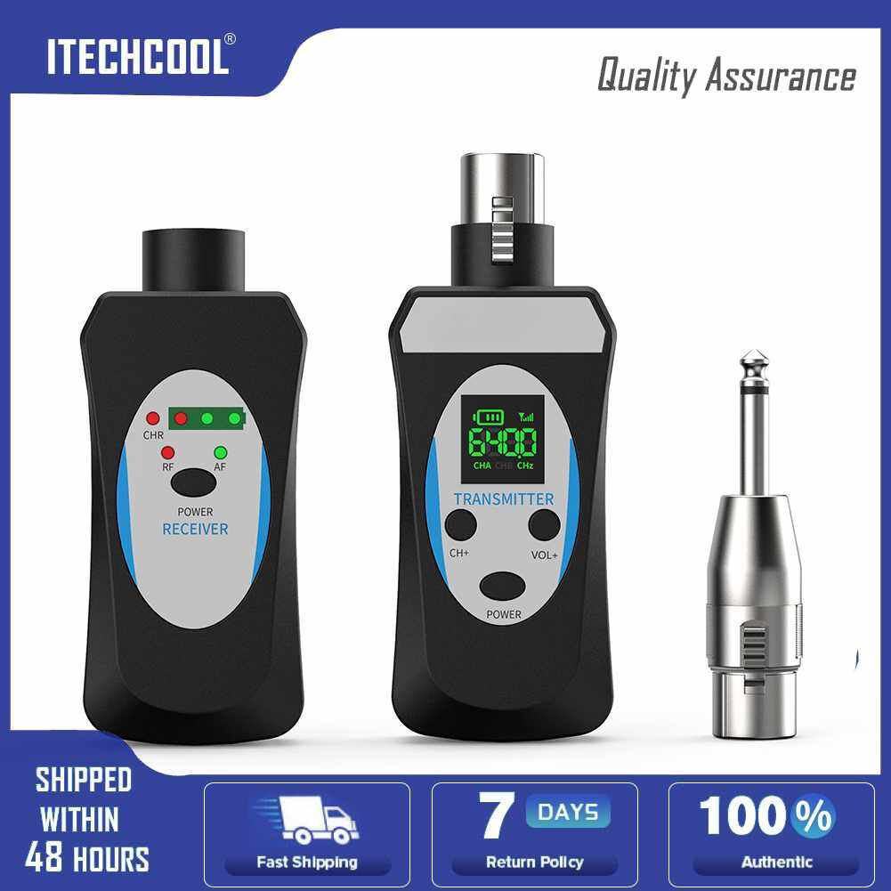 Wireless Transmitter Receiver Kit Rechargeable Wireless Microphone System Receiver Noise Reduction With HD Display for Large Stage KTV