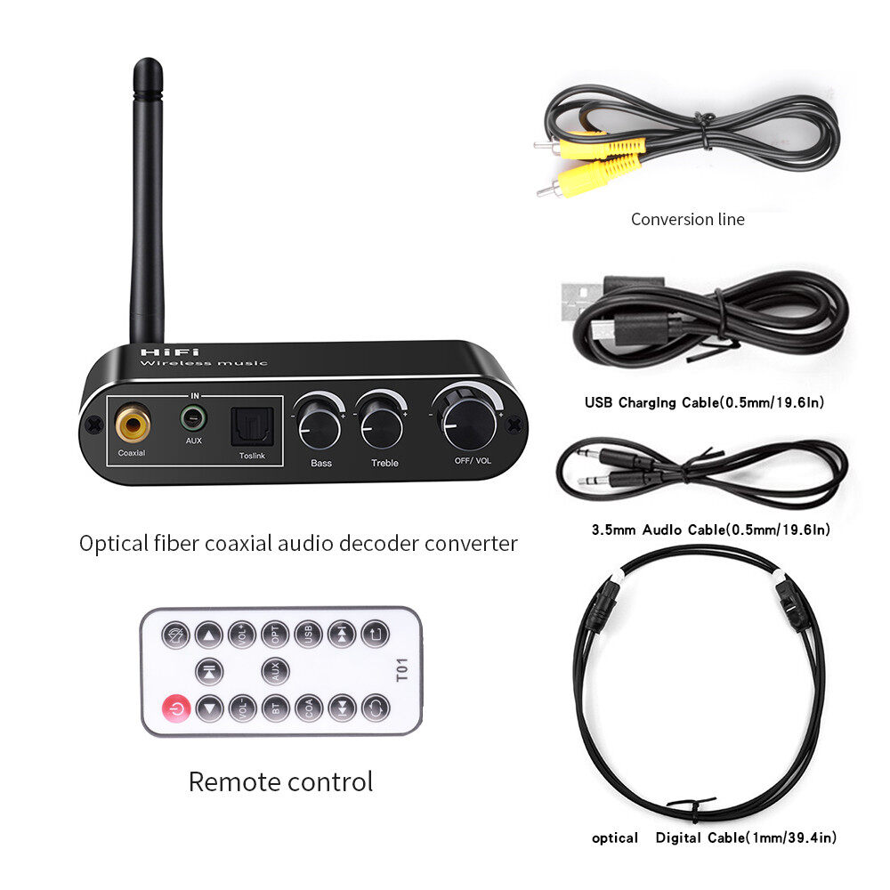 Kebidumei Bluetooth 5.1 Receiver Optical Fiber Coaxial Audio Decoder Converter for Old Audio Amplifier Computer T-V