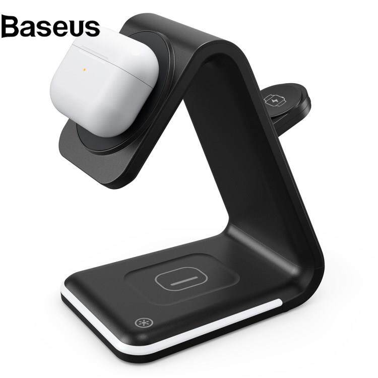 Baseus B-17 3 in 1 for Smartphone / Smart Watch / Earphones 15W Magnetic Wireless Charger Stand Desktop Cradle