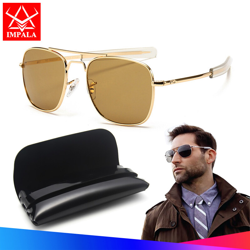 IMPALA QT1803P Fashion Sunglasses Men Women Real Hardlex Glass Lens sun glasses for men style Air Force Aviator Eyewear HD Lens Tempered Glass Material Metal Frame