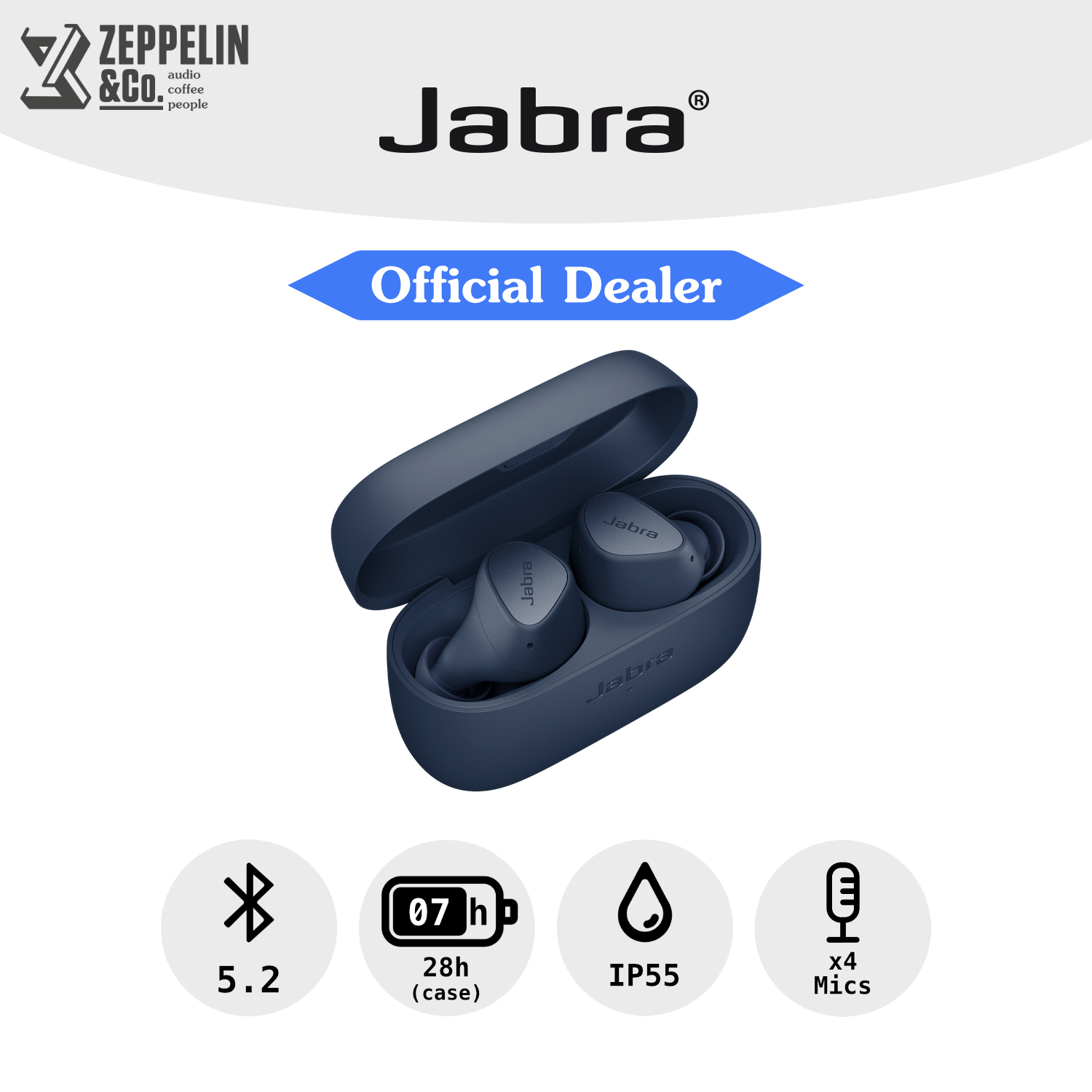 Jabra Elite 3 Simple Full-Sound and Durable True Wireless Earphones [Grey / Beige / Navy / Lilac]