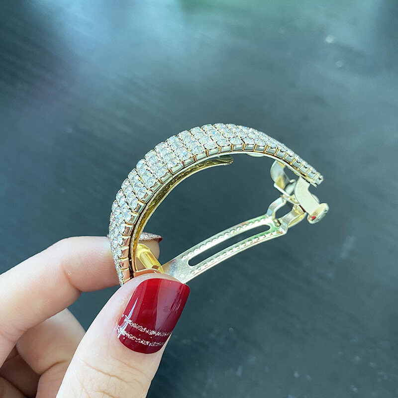 Rhinestone Women Ponytail Holders Hair Clips Elegant Simple Korean Style Girls Hairpins