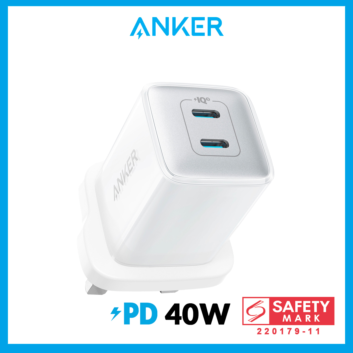 Anker 521 Powerport USB -C Charger 40W (Nano Pro) GaN II, PIQ 3.0 Durable Compact Fast Gan Charger, Anker Nano Pro for iPhone 14/14 Plus/14 Pro/14 Pro Max/13/13 Mini/13 Pro/13 Pro Max/12, Galaxy, Pixe