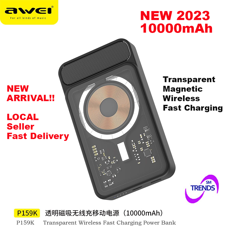 Awei P159K 15W Magnetic Wireless Power Bank 20W PD 10000mAh Type-C Fast Charge Portable Power Bank