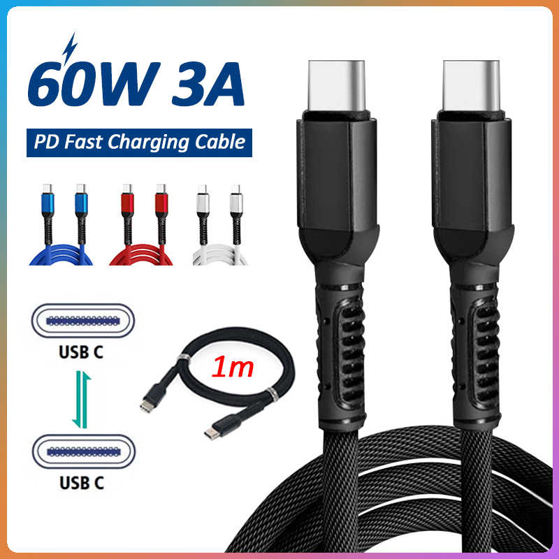Type C To Type C 60W 3A PD Fast Charging Cable Full Compatible Usb C To Usb C Quick Charging Wire Support High Speed Data Transmission
