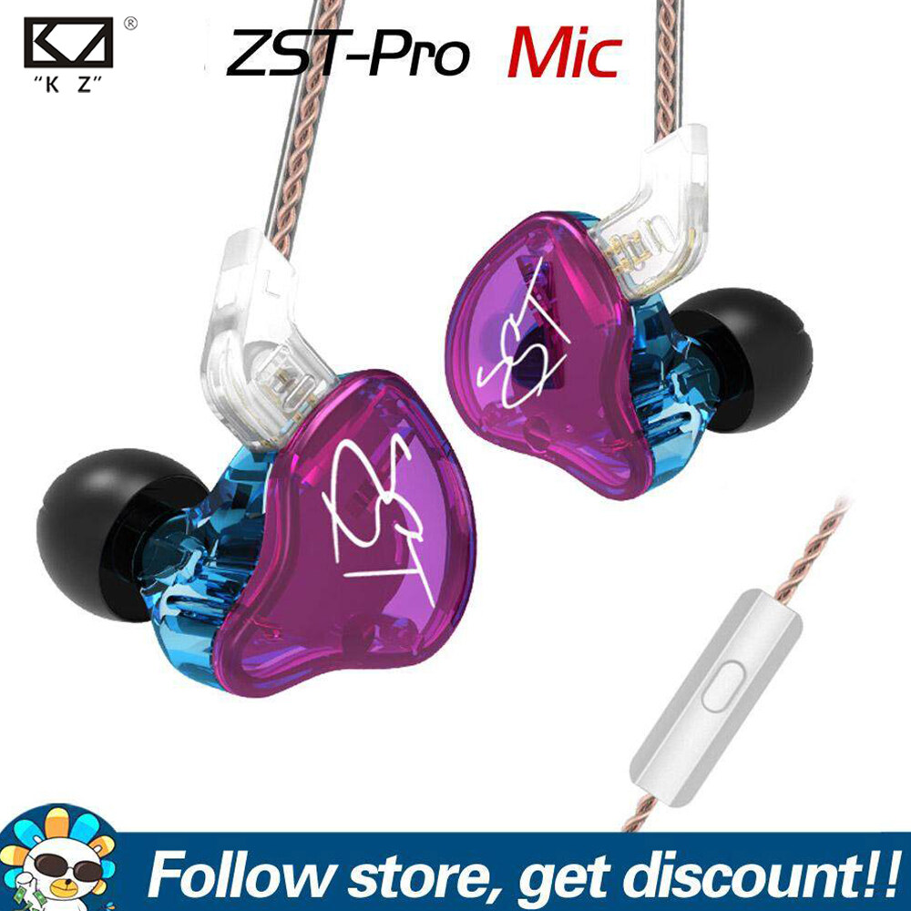 KZ ZST Pro Armature Dual Driver Earphone Detachable Cable In Ear Audio Monitors Noise Isolating HiFi Music Sports Earbuds 3.5mm In Ear Wired Music Earphones With Microphone for Iphone Xiaomi Huawei Ph
