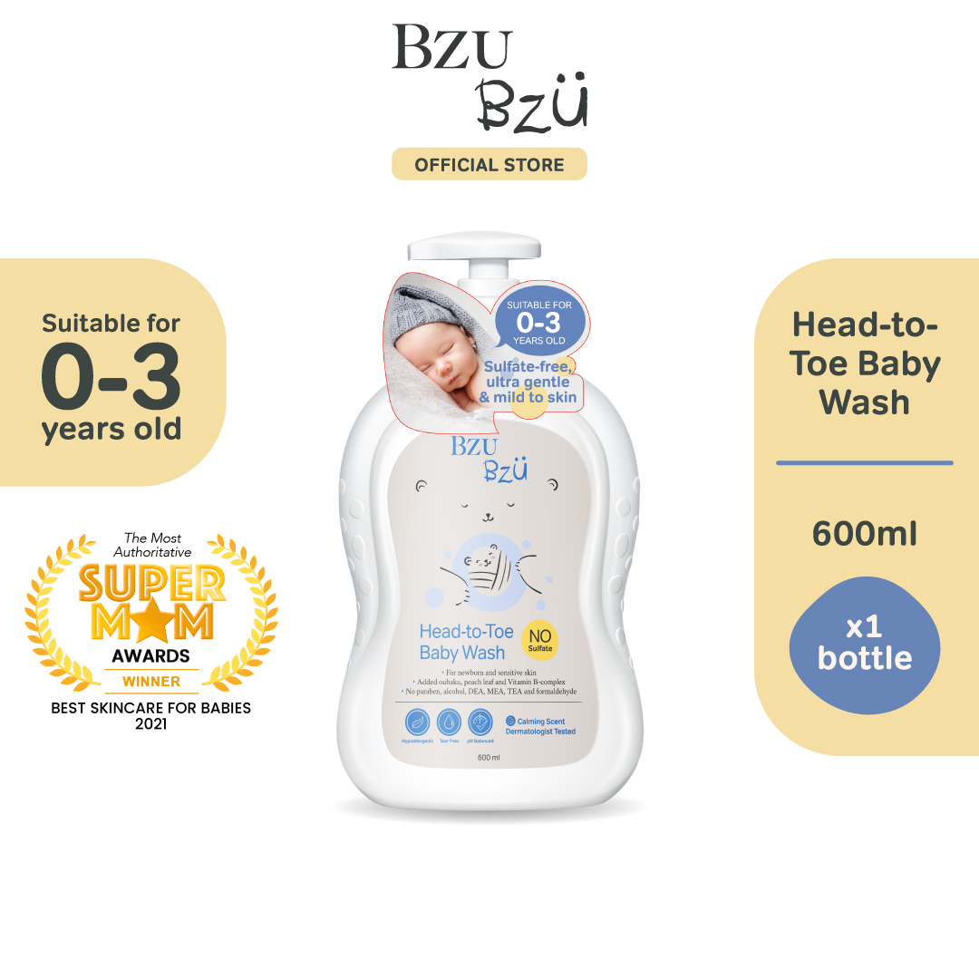 BzuBzu Head to Toe Baby Wash and Shampoo Bundle Deal, 600ml | Designed for Newborn & Sensitive Skin