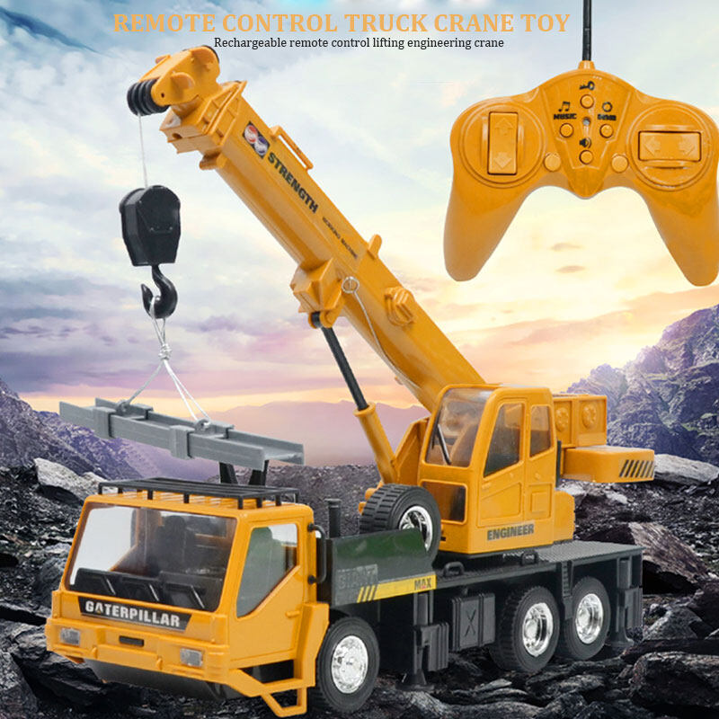 8 Channel，USB charging Remote Control Excavator RC Crawler Tractor Toy, Construction Vehicle RC Crane Truck Engineering car freight elevator Toys with Flashing Lights for children Birthday Xmas good g