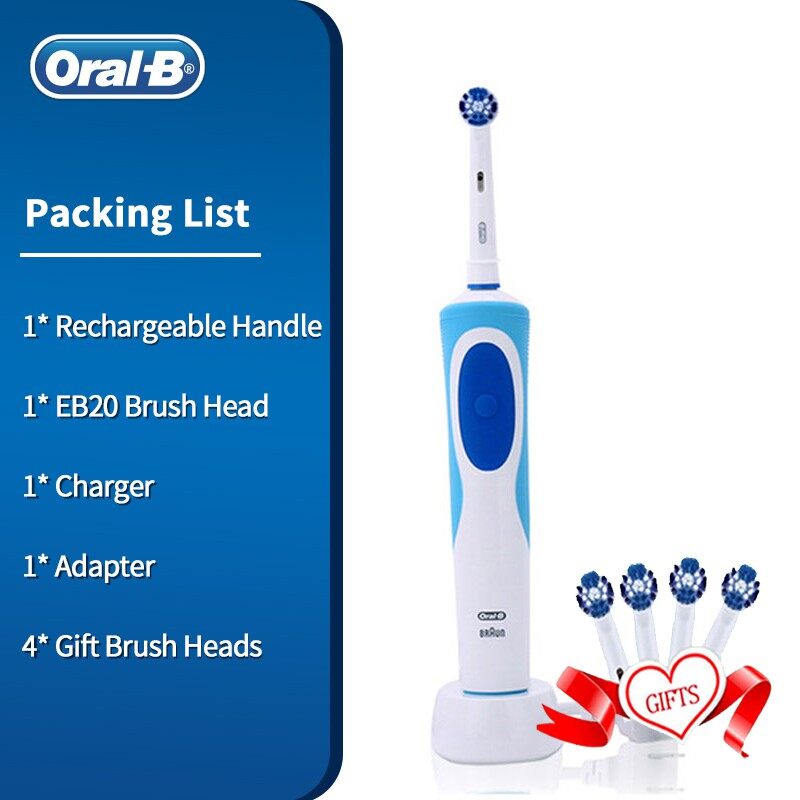 Oral B Electric Toothbrush Rechargeable 100% Waterproof Soft Bristle with 4 Free Heads As Gift