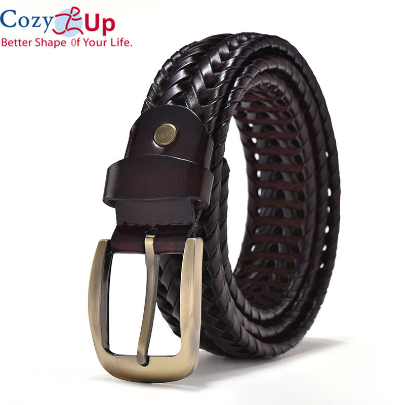 Cozy Up 100-120cm*3cm Genuine Leather Braided Belt Man Fashion Mens Belts Luxury Waist Straps Men Good Second Layer Cow Skin Girdle for Male