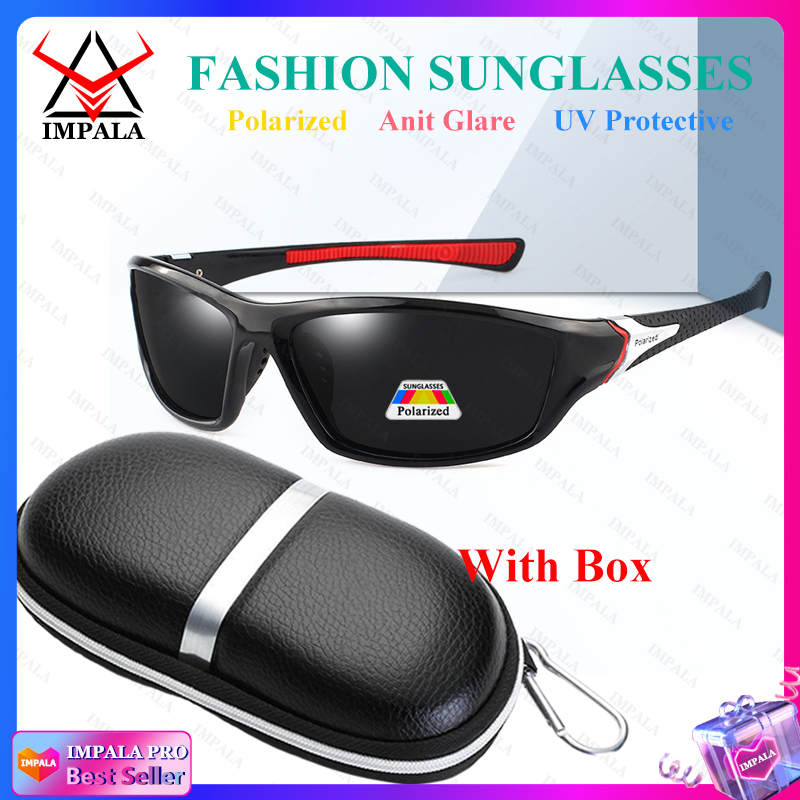 IMPALA PG1608L Fashion Polarized Sunglasses for Men and Women Sports Eyewear Cool Style Polarized Cycling Sunglasses Aviator Driving Fishing Sun Glasses with Box