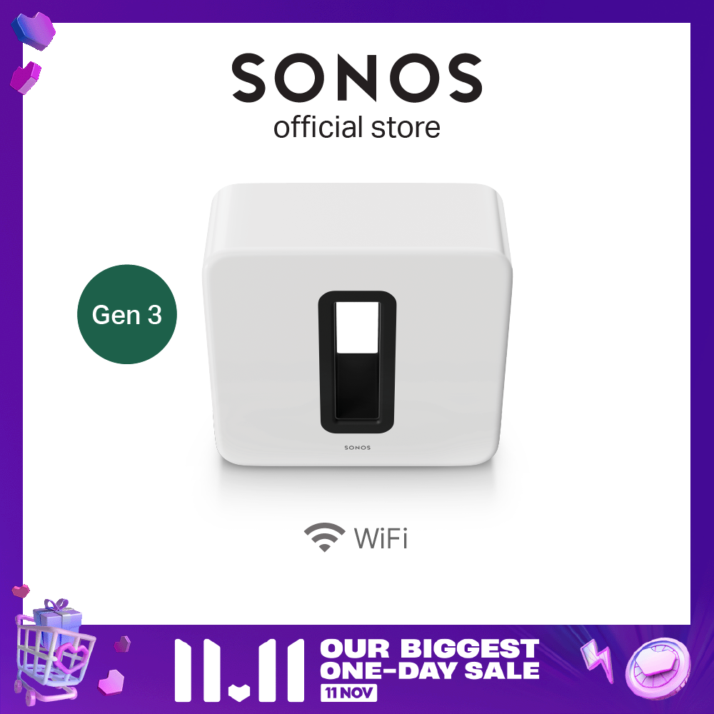 Sonos Sub Gen 3 Wireless Subwoofer -  best paired with Sonos Beam and Arc