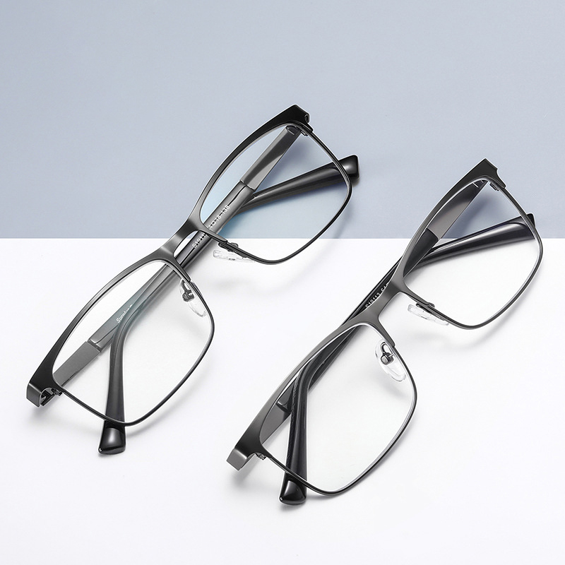 +0.5 to +6.0 Business Reading Glasses Men Metal Optical Frame Lens Anti Blue Light Presbyopia Glasses With Grade