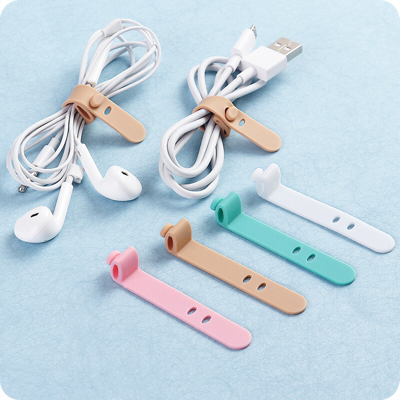 HOT 1Pcs Silicone Strap Hook Loop Cable Wire Wrap Tie Tidy Organiser Fb32 Earphone Cord Winder Wrap Organizer Cable USB Cable
