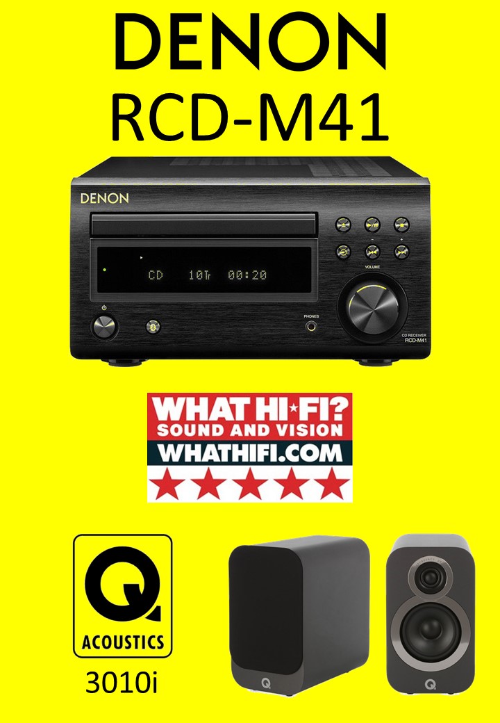 Denon RCD-M41(DAB) with Q Acoustics 3010i Bookshelf Speakers