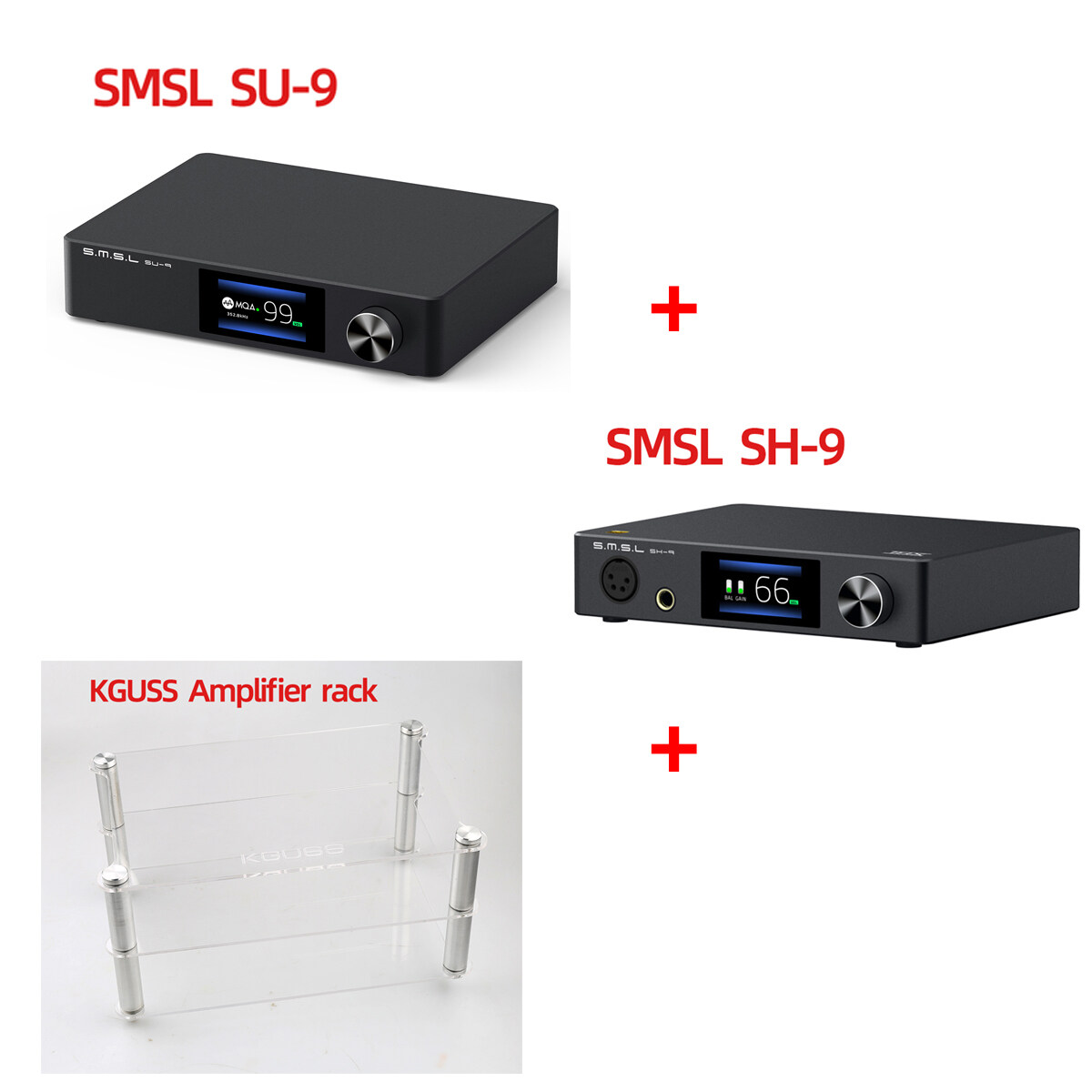 Smsl Sh-9 + Smsl SU-9 + KGUSS Amplifier rack Headphone Amplifier Thx Aaa Technology Rca / Xlr Input 6.35Mm Balanced Headphone Amplifier SU9 Mqa Volledige Decoder Bluetooth 5.0 ES9038Pro Dac 2nd Gen Xm