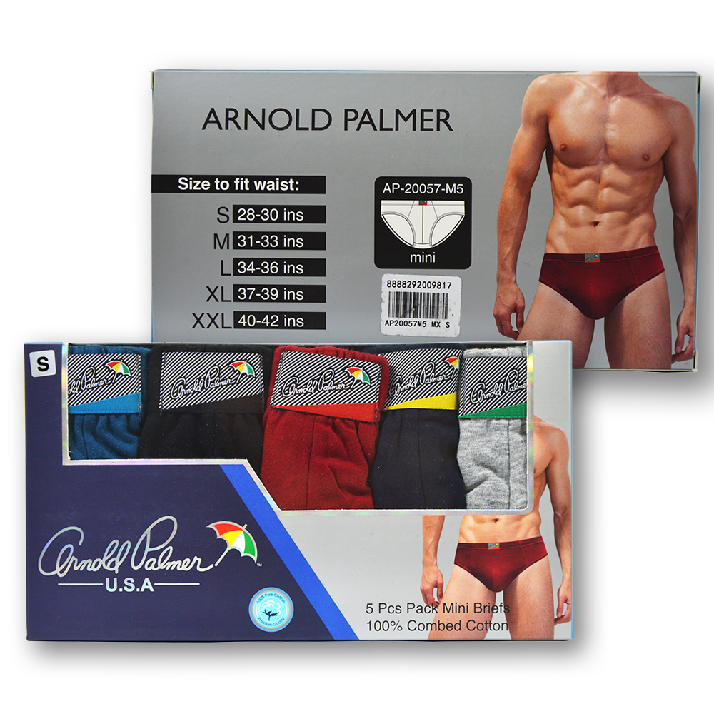 Arnold Palmer 5 Piece Pack 100% Fully Combed Cotton Mini Briefs (AP-20057-M5)