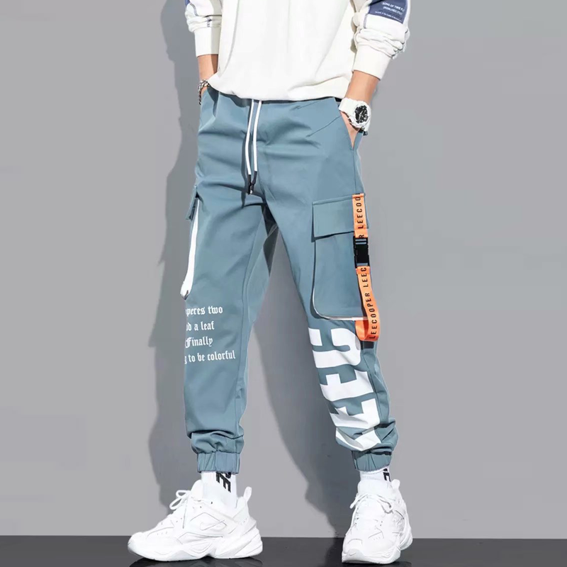 Spring and Autumn Letter Printed Overalls Men's Fashion Brand Ankle-tied Loose Hip Hop Casual Pants Fried Street Ins Super Hot Pants