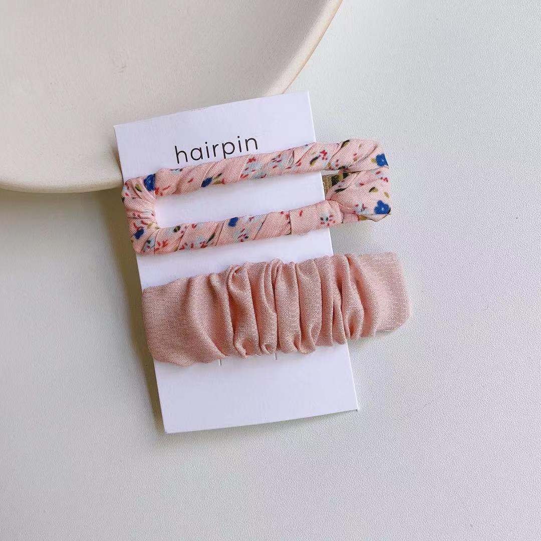 [SG | Refreshing]  2PC Set Fabric Snap Hair Clips Hair Pins Candy Color Hair Barrettes, 7cm x 2cm