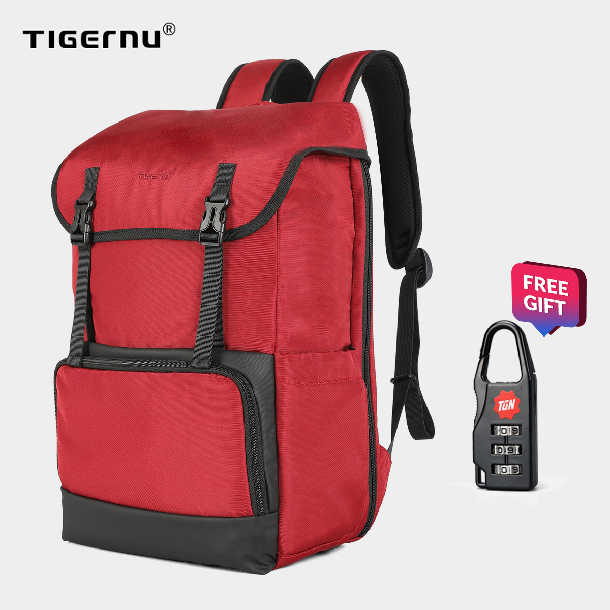 Tigernu three colors With Flap water resistant Travel Fashion Men backpack with USB Charging korea women bag School bag T-B3909