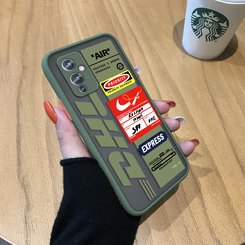 Hontinga Casing Case For OnePlus 9 5G Case DHL Express NASA AIR Pikachu Label Transparent Phone Case Full Cover Lens Camera Protector Casing Hard Case For Boys For Girls