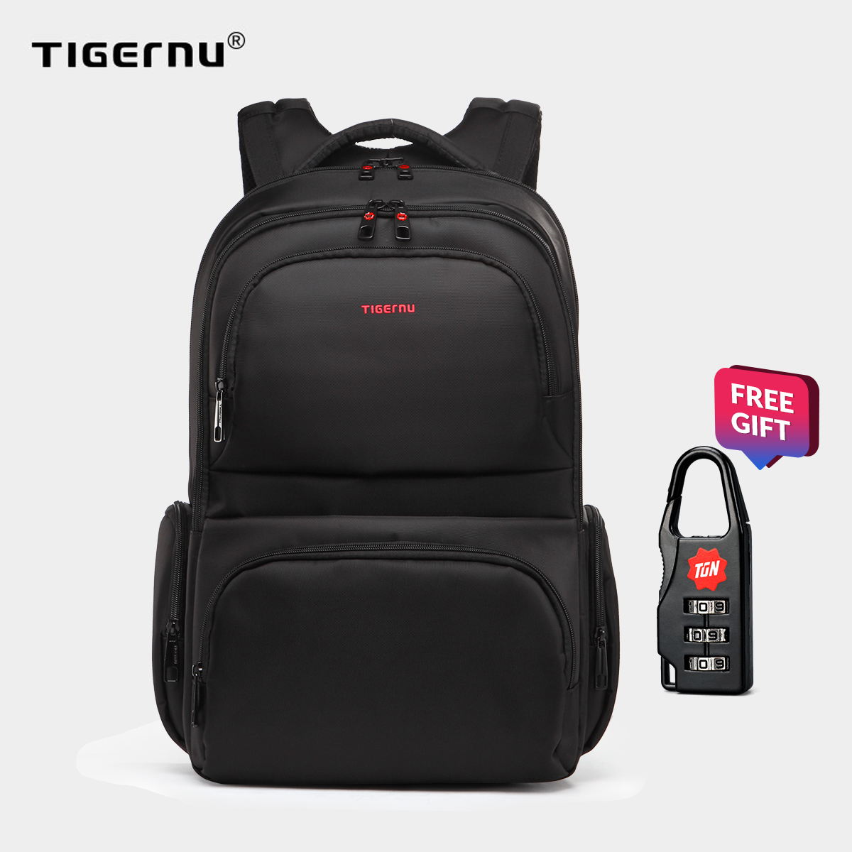 【SHIP FROM MALAYSIA】Tigernu Waterproof Nylon Multi-functional Travel Business Casual Backpack for 12.1-15.6  Laptop T-B3140(black)