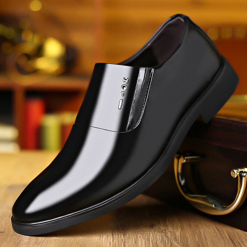 Men's Leather Shoes 2020 Autumn New Business Casual Low Heel Slip-on Lazy Shoes Soft Bottom Waterproof Work Shoes