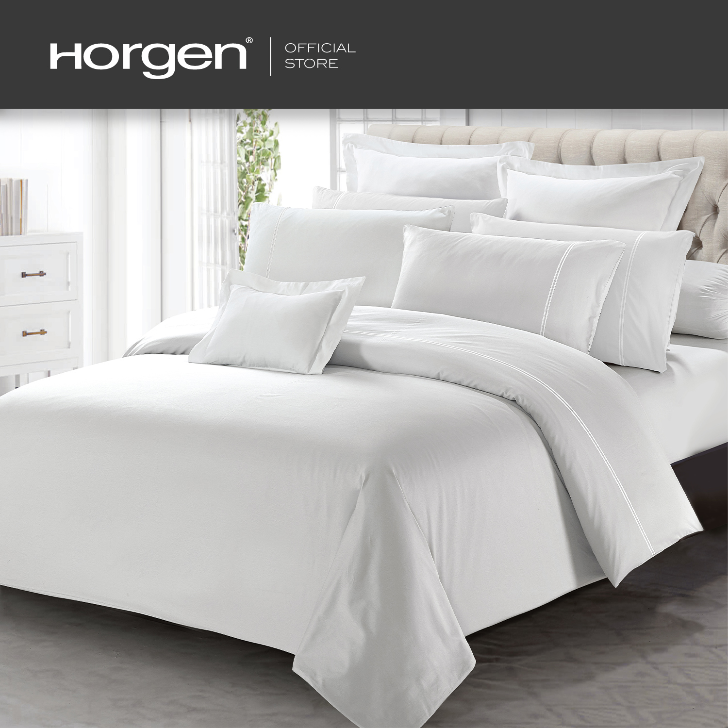 (Bolster Case) Horgen Luxe Collection Barrett Hotel Series Egyptian Cotton Bolstercase Solid Color (Fits Bolsters up to 42"/107cm)