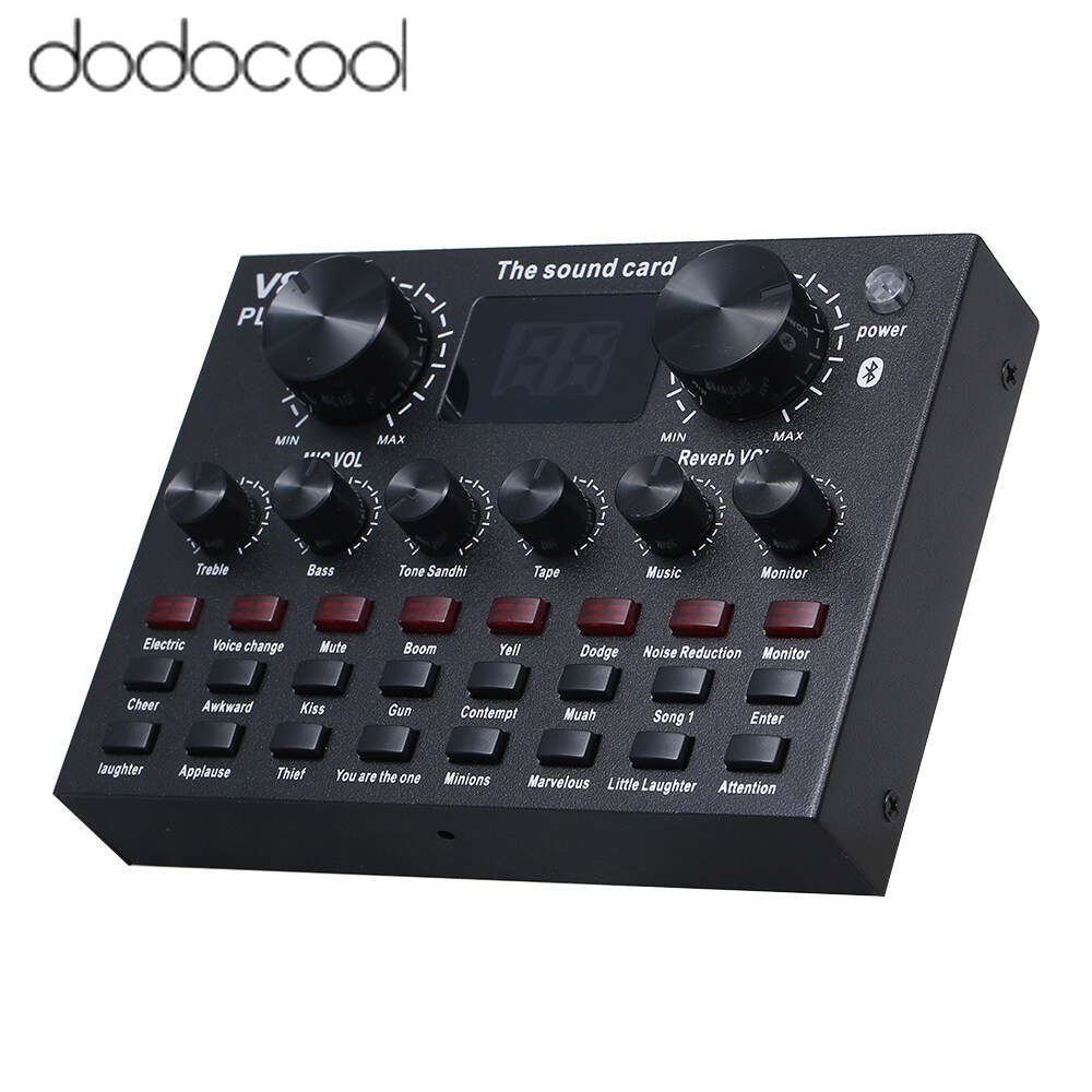 dodocool V8 Plus Live Sound Card with Audio Cable USB Cable BT Accompaniment Sound Effects Universal for Phone Computer
