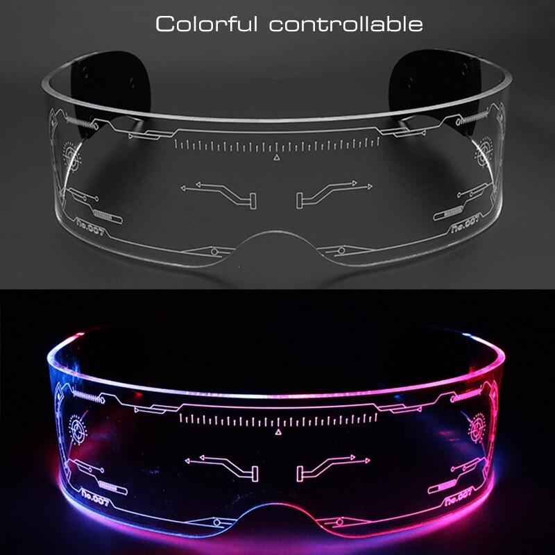Cabecade LED Luminous Sunglasses Vintage Punk Goggles Men Women Fashion Party Christmas Colorful Light Up Glasses Shades UV400