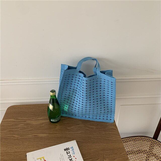 Casual Hollow Knitted Large Tote Bag Crochet Women Handbags Handmade Woven Summer Beach Bags Big Shopper Purses 2022 Female Bag