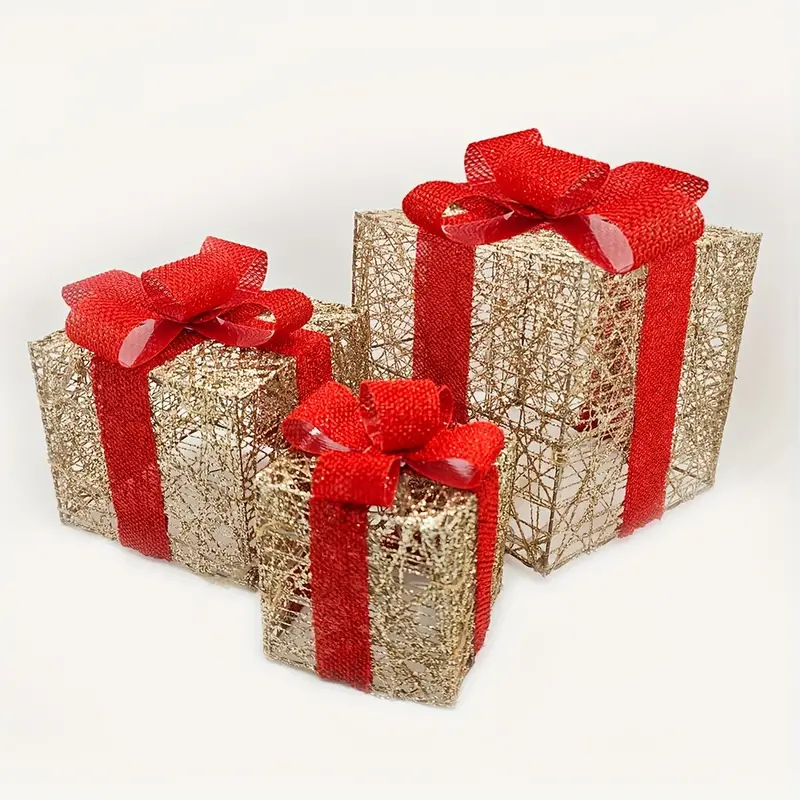 3-Pack Festive LED Gift Boxes