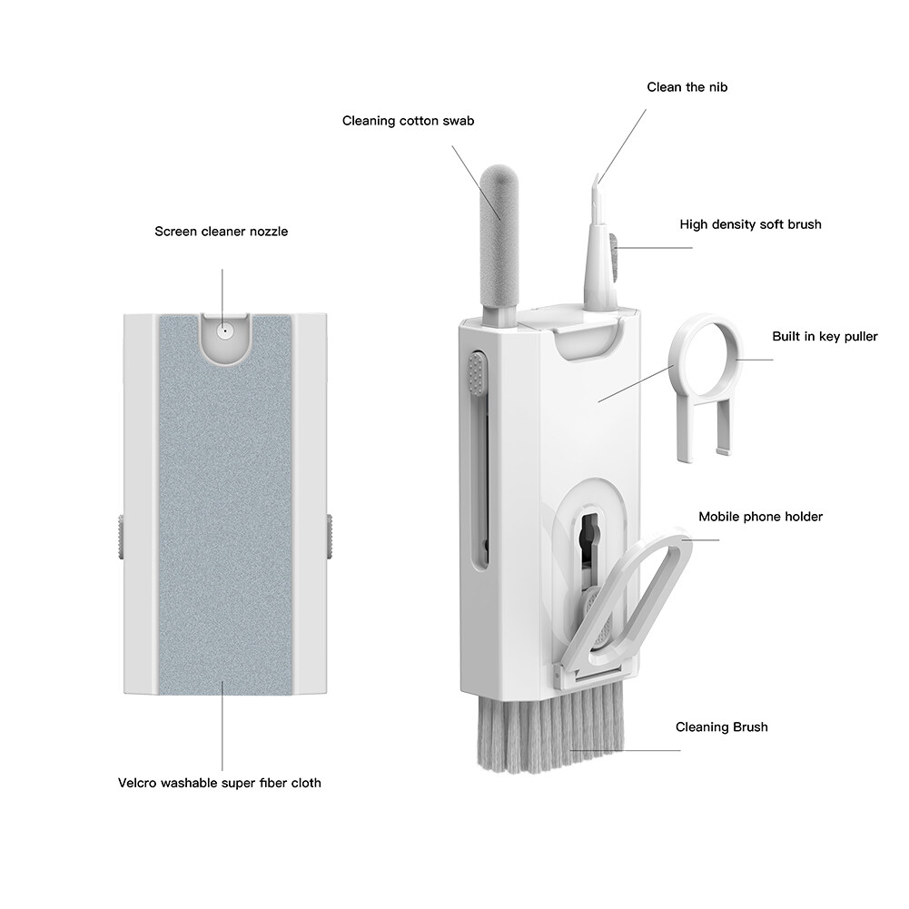 ✅Q8 Eight In One Multifunctional Headset Keyboard Cleaning Kit Key Puller Mobile Screen Cleaner Integrated Anti Loss Cleaning Suit[PY]