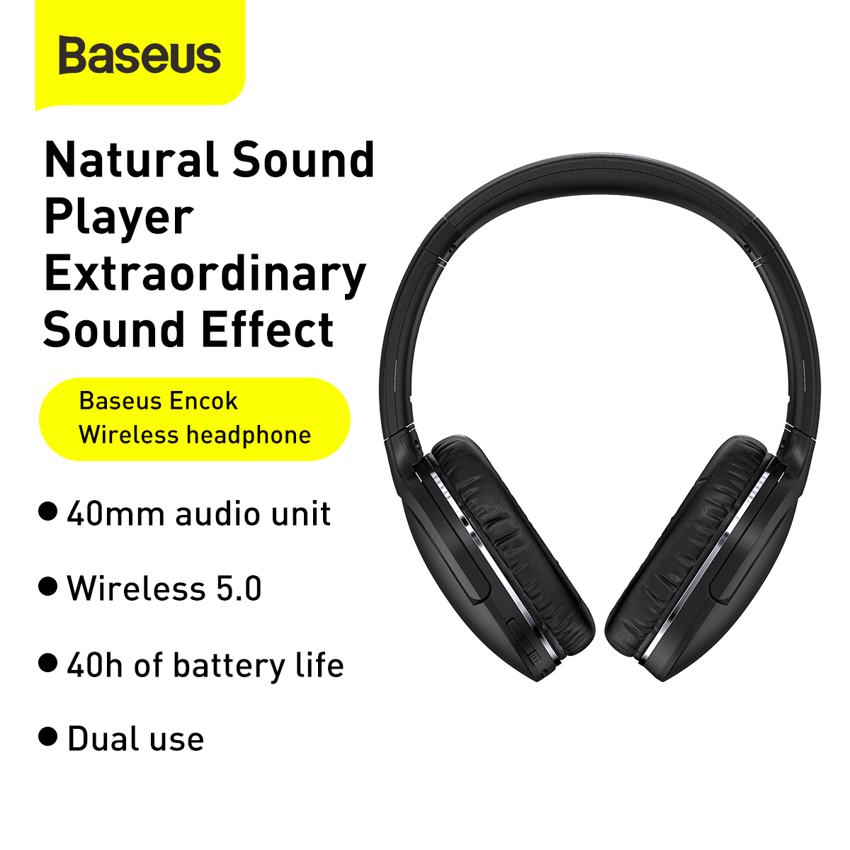 Baseus D02 Pro Wireless Headphones Bluetooth 5.0 Handsfree Headset Earphone Foldable Gaming In Built Microphone Noise Cancelling
