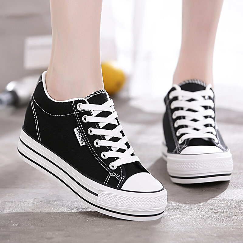 Good Goods 2022 Spring New Thick-Soled Canvas Shoes Women's Shoes Korean-Style Students' White Shoes Casual Shoes All-Match Cloth Shoes