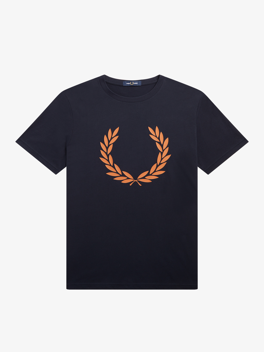 Fred Perry M4725 Laurel Wreath Print T-Shirt (Navy)