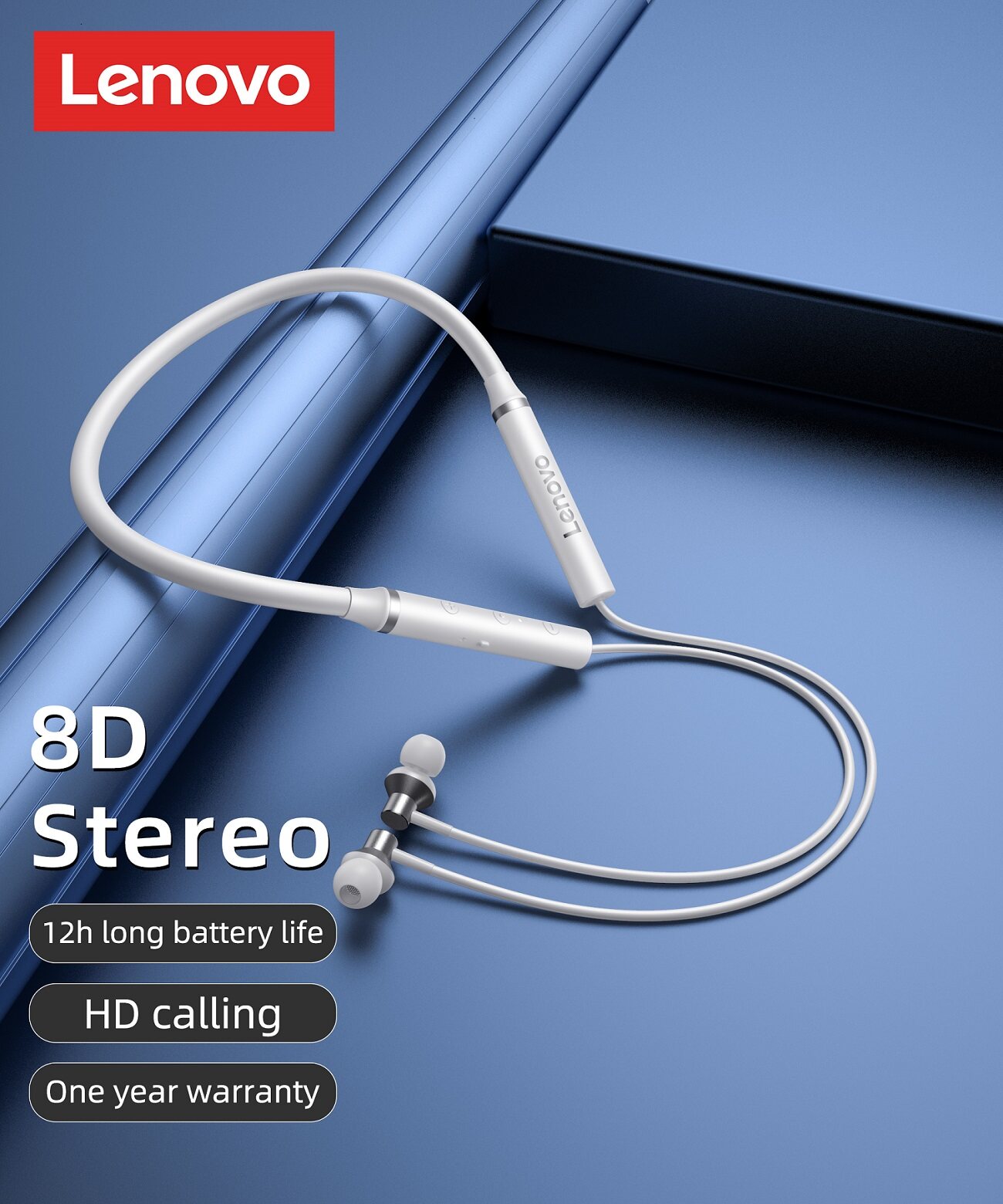 Lenovo HE05X Bluetooth Headset IPX5 Waterproof Sports Headphones Magnetic Neckband Wireless Headphones ios Android with Microphone. Original 100%