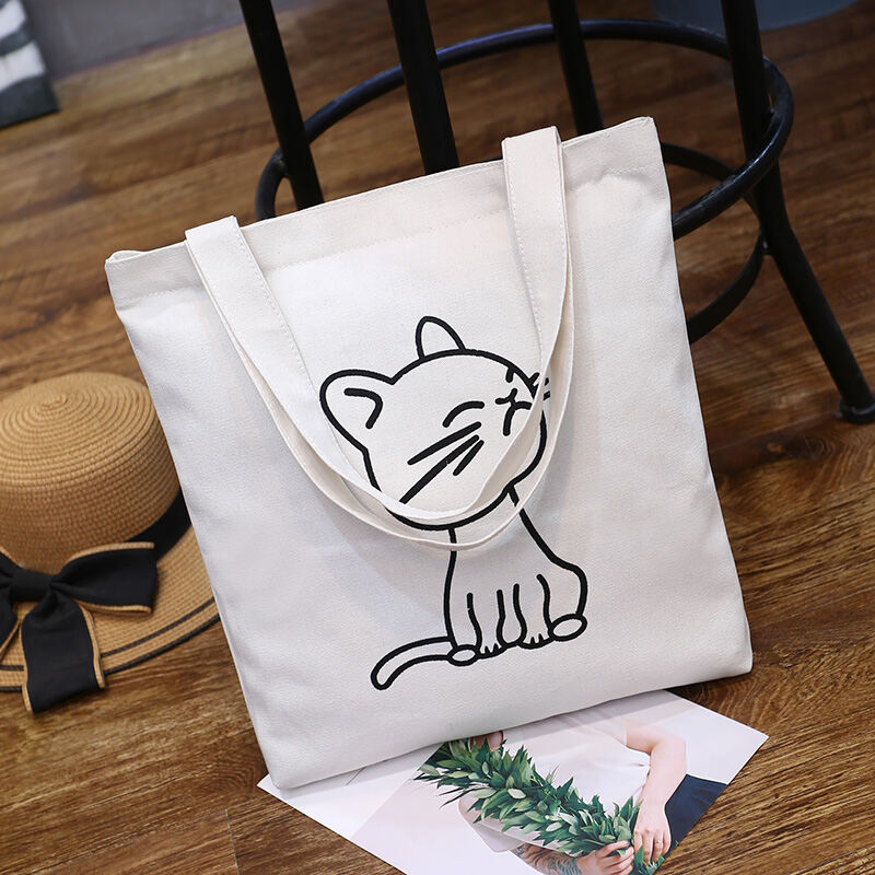 Xiaoqing New Canvas Bag Korean Style Shoulder Bag Women's Artistic Handbag Student Schoolbag Casual Large Capacity Shopping Bag