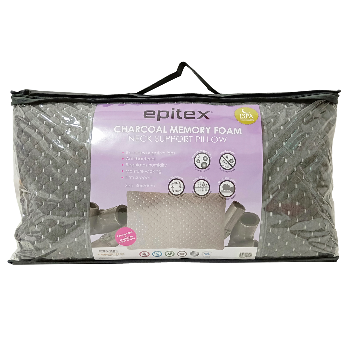 (Buy I get 1) Epitex Charcoal Shredded Memory Foam Neck Support Pillow