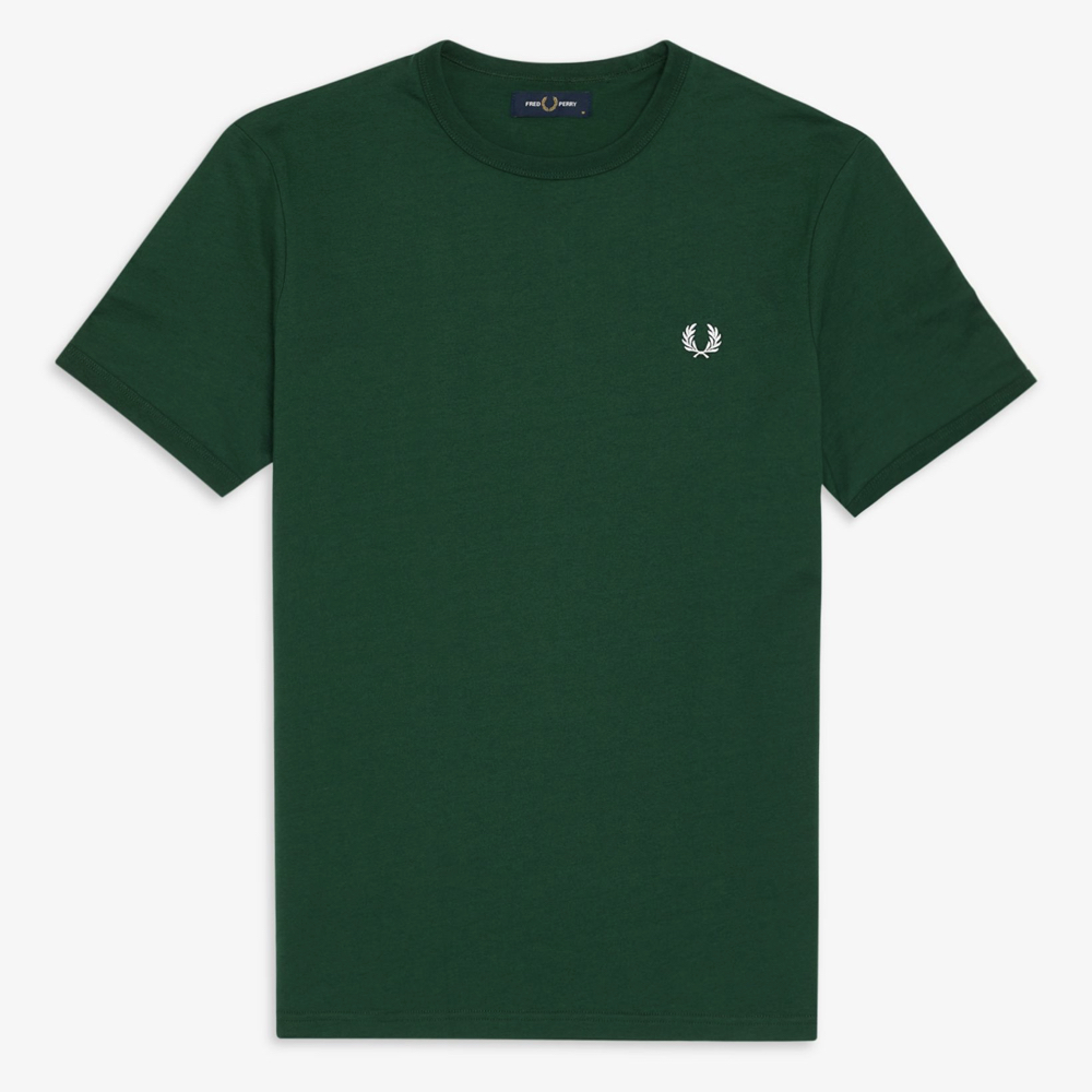 Fred Perry M3519  Ringer T-Shirt - (Ivy/Snow White/Snow White)
