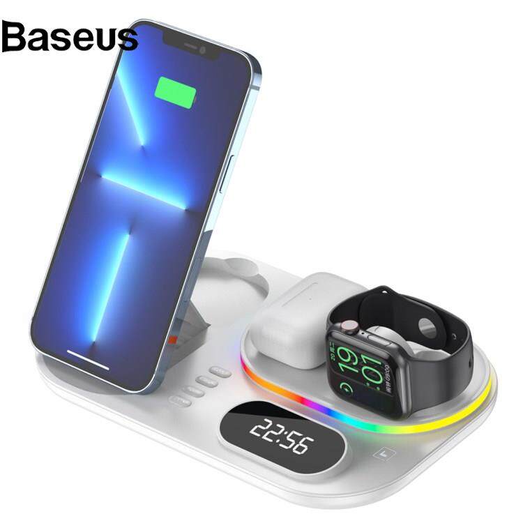 Baseus A06 4 in 1 Mobile Phone Fast Wireless Charger Multi-functional Charging Dock with Clock Display/RGB Light
